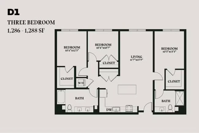Alba Three Bedroom D1 700 floor plan